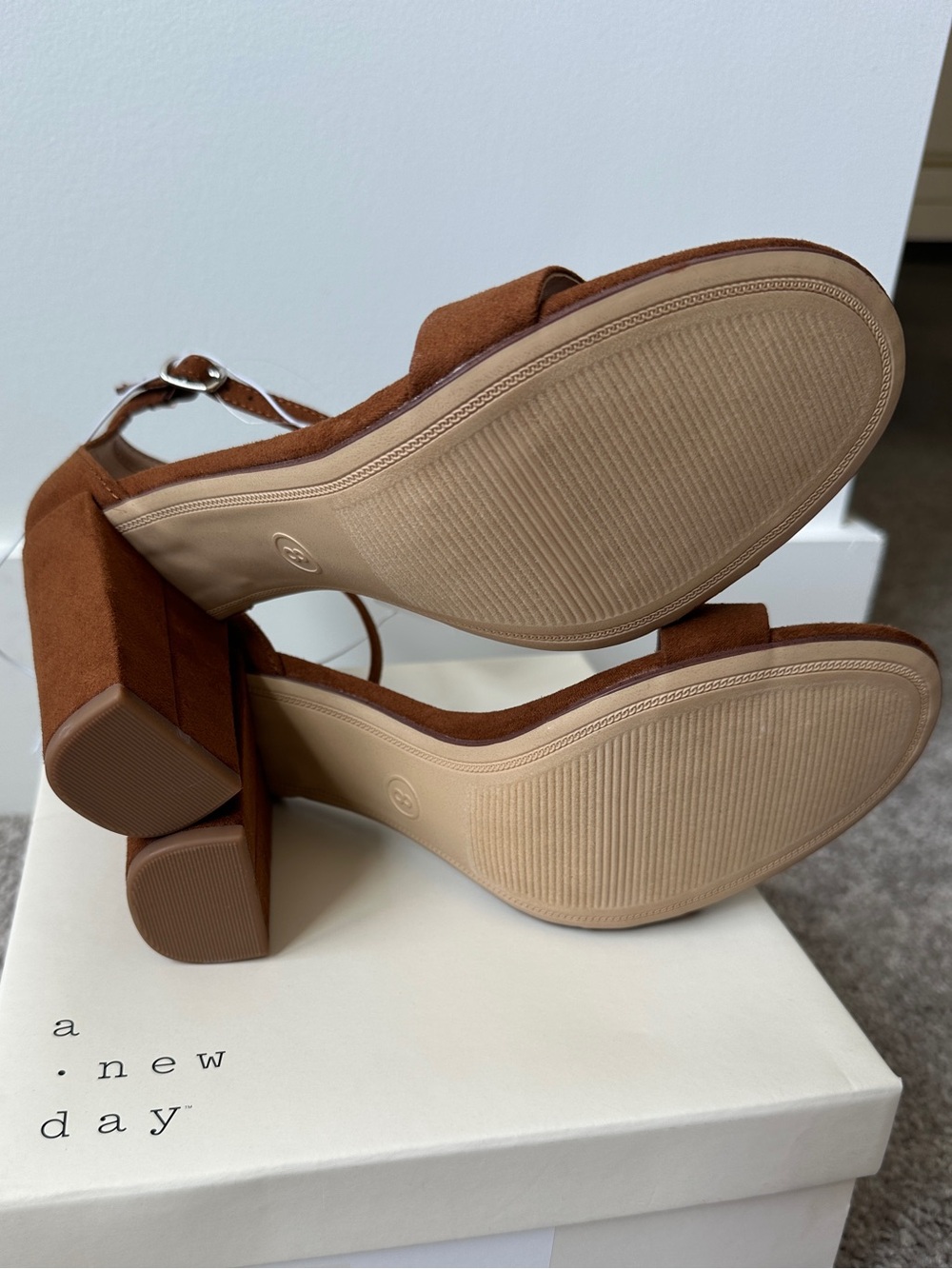 A New Day Women's Ankle Strap Block Heel Sandal - Cognac - Picture 6 of 13